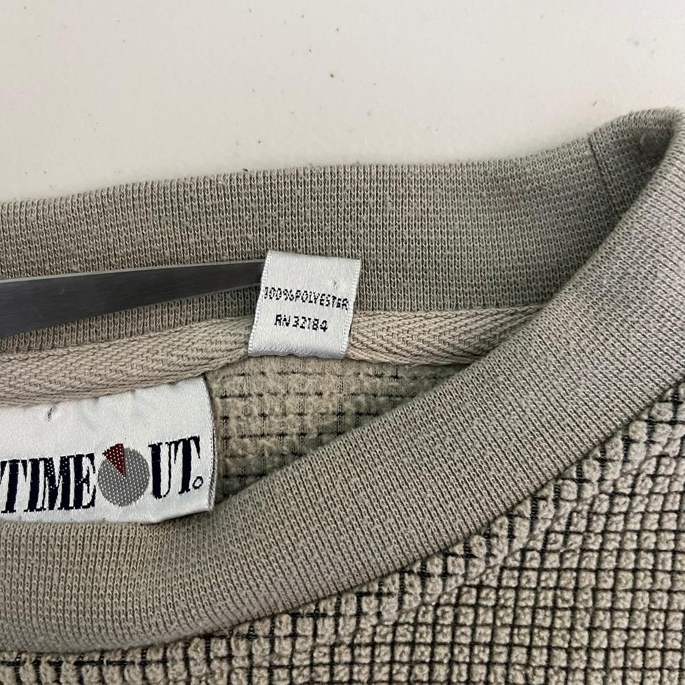 Time Out Indiana University Hoosiers Waffle Knit Sweatshirt Mens Large Taupe Vtg - Picture 4 of 13